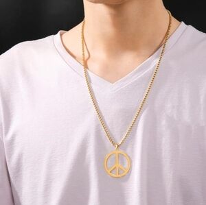 Gold Peace Pendant Necklace